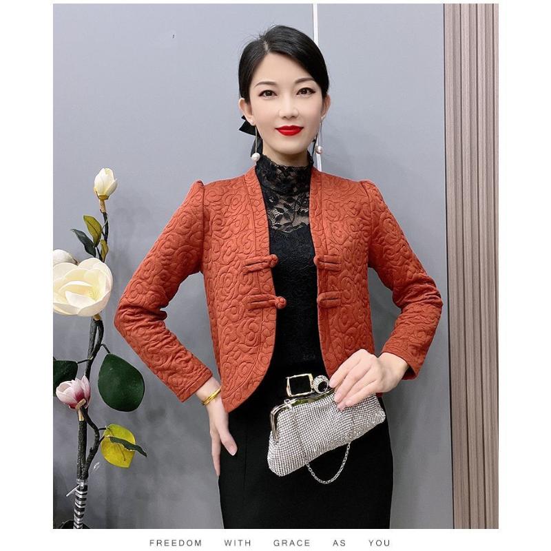 Short Jacket for Women's New Autumn Winter Velvet Retro Chinese Style Mother's Fashionable Button Top