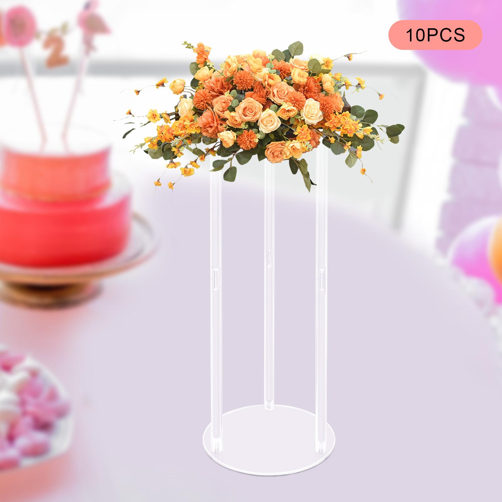 

10Pcs Acrylic Wedding Flower Stand, Tall Round Centerpiece Vase for Table Decor, Geometric Floral Arrangement Holder Party Decor чистий