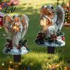 Estacas de Casa de Natal Iluminada Estaca de Jardim de Anjo Casa da Neve de Acrílico Placa de Jardim Paisagem de Inverno Plana 2D Decoração Enfeite de Papai Noel Boneco de Neve