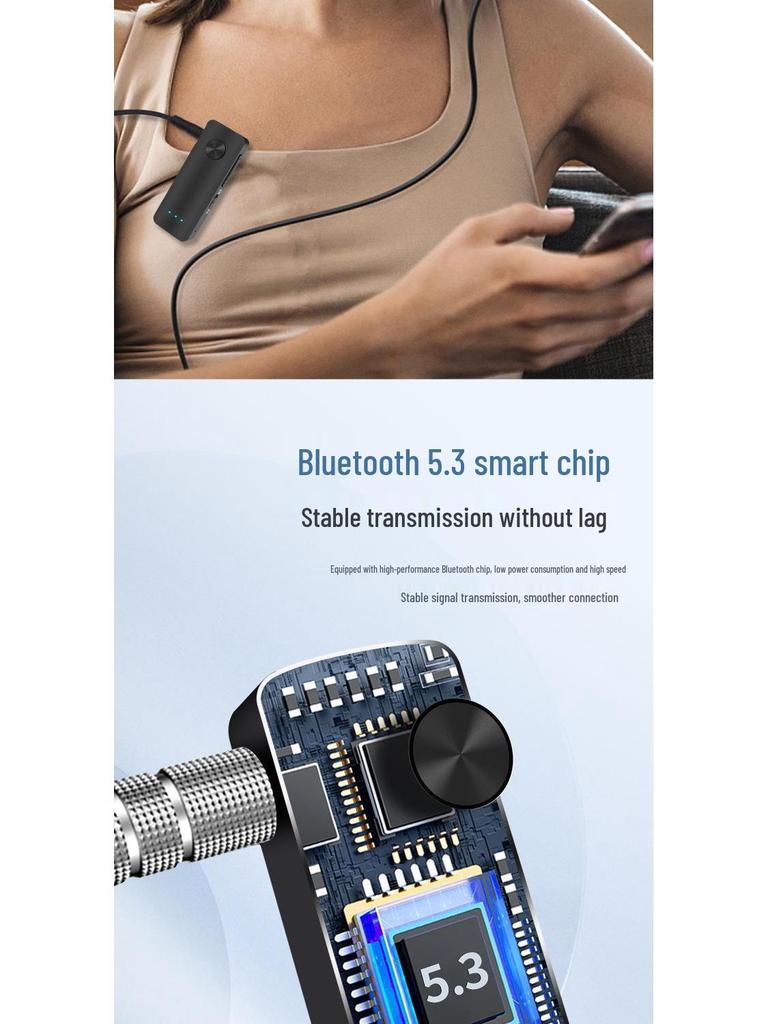 T66 AUX Bluetooth 5.0 Car Adapter: 2-in-1 Wireless Audio Receiver & Transmitter