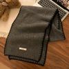 Autumn and Winter New Korean Version Versatile Lock Edge Korean Knitted Gray Scarf Women's Knitted Warm Neck Scarf