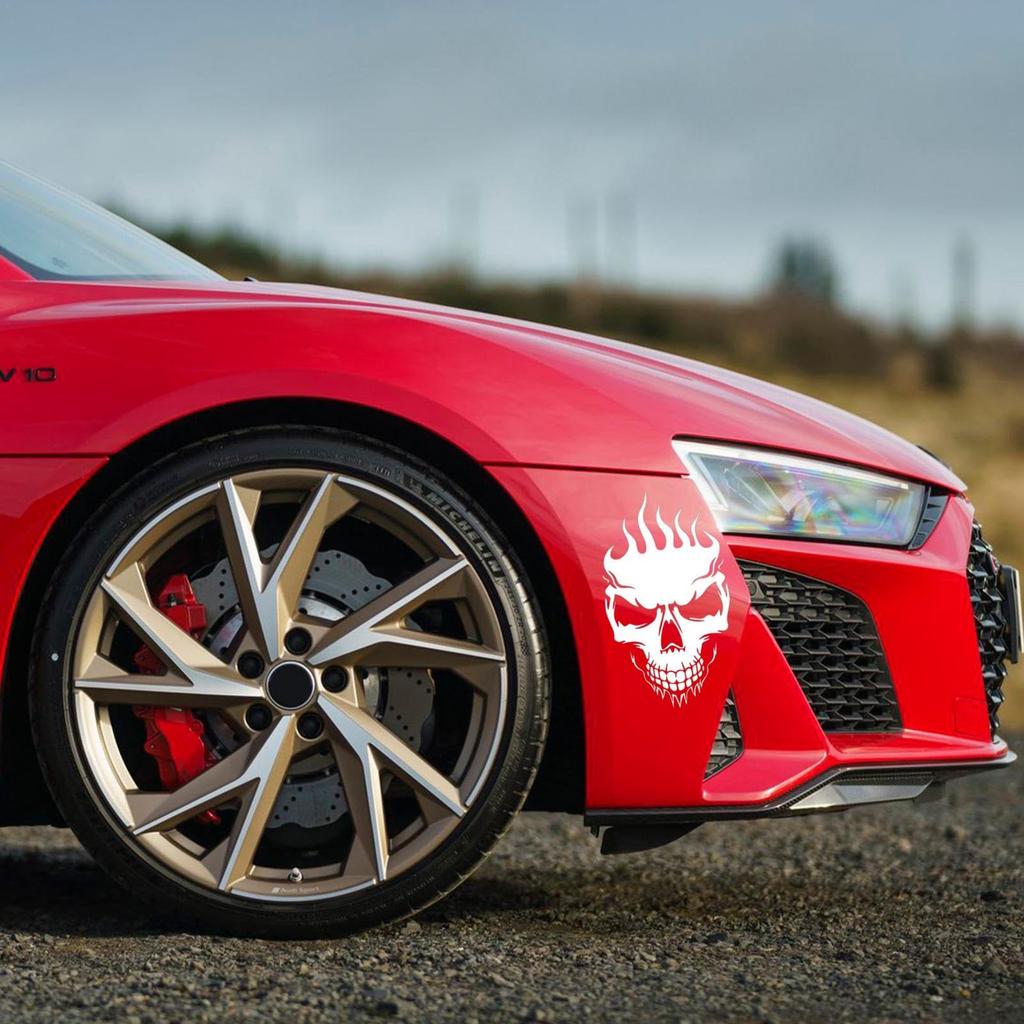 Auto Sticker Flame Skull Head Hood Car Paste Side Door Car Paste Flame Skull