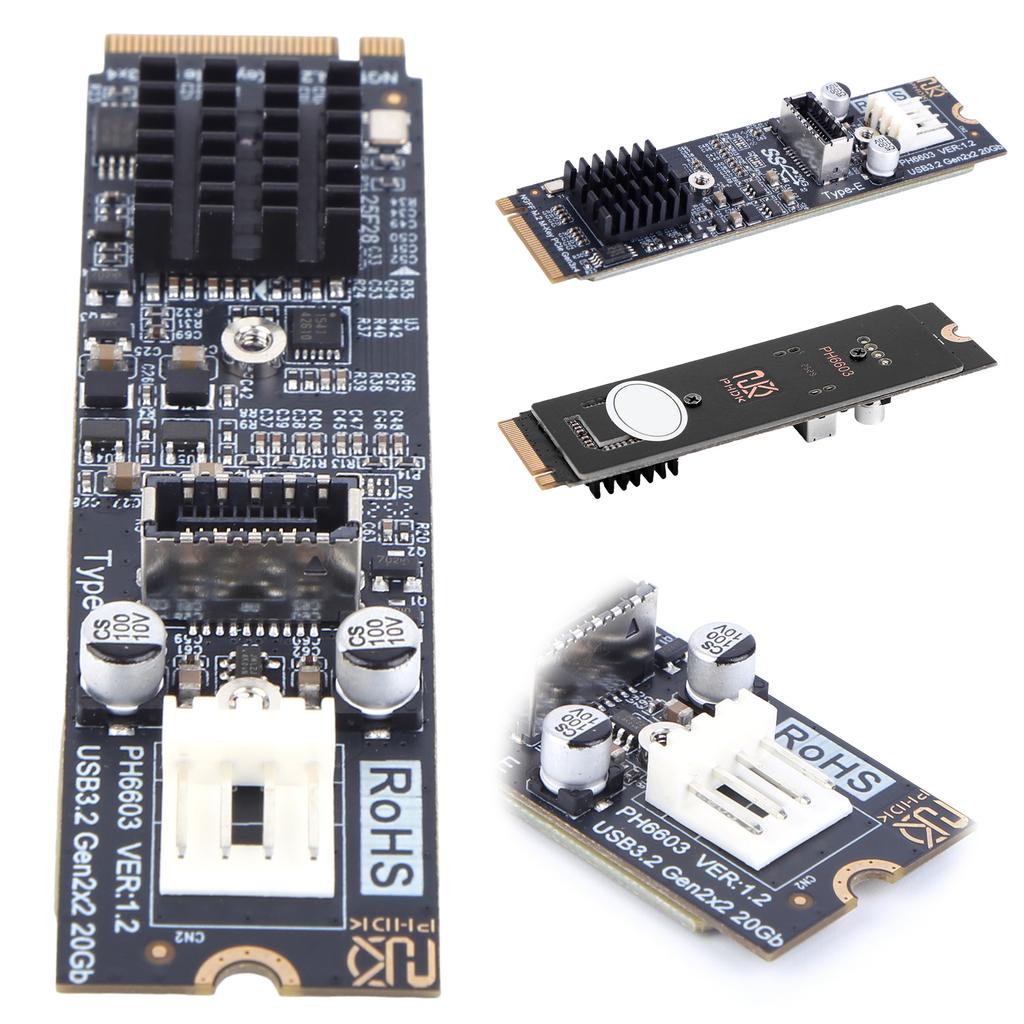M.2 M Key NVME PCIe to USB3.2 Front Panel Expansion Board Card M.2 to TYPE-E Adapter 20Gb TYPE-E Adapter Hub Riser 2280 for PC
