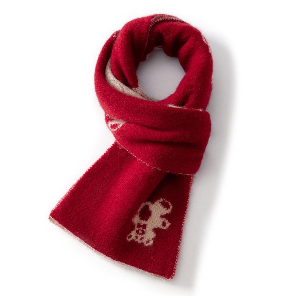 Cashmere 2025 Autumn/Winter Bear Ear Jacquard Scarf Set - Warm, Knit Cold Protection for Men, Women, Children, and Babies