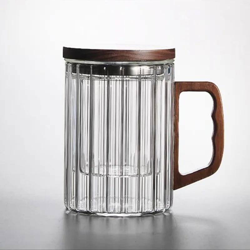 Vertical glass tea separation tea cup Personal office water cup Home filter coffee cup with lid
