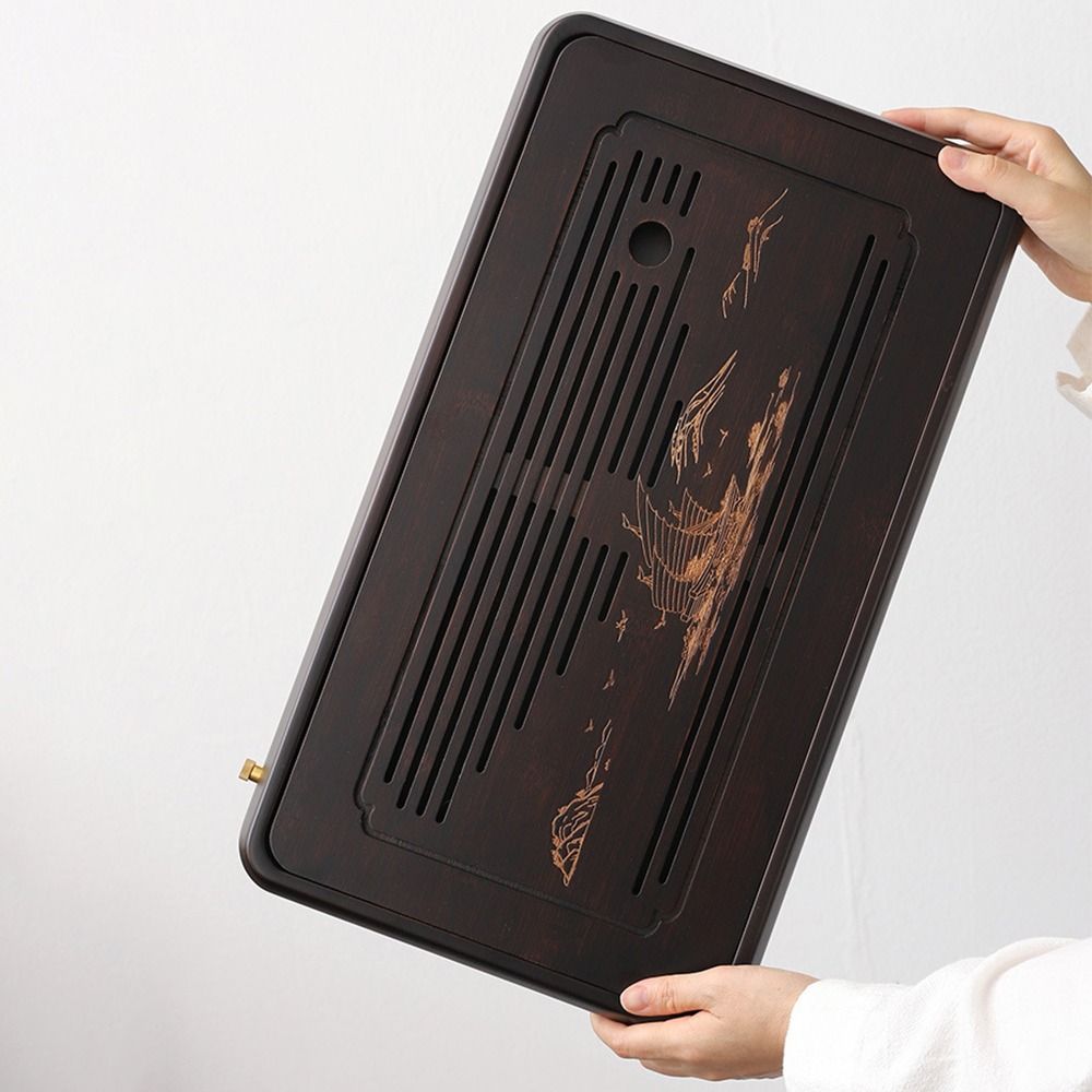 Creative Gifts Bamboo Tea Tray Portable Drainage Storage Tea Table Dry Wet Dual Use Simple Kung Fu Tea Set