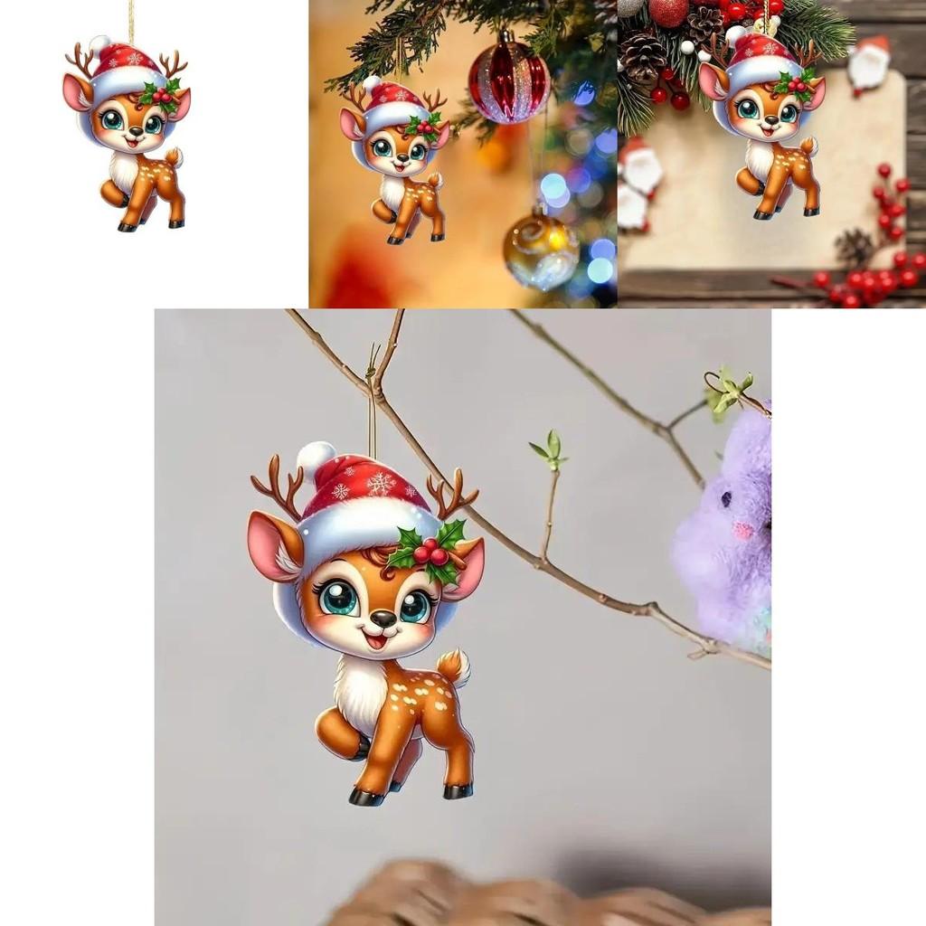 Acryl Auto Dekoration Hängend Mit Niedlichem Reh Und Weihnachtsbaum Thema Für Automobil Innenraum