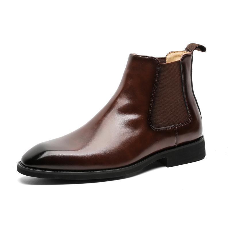 Fashion Fashion Men Casual Leather Chelsea Boots Classic Mens Casual Dress Business Shoes Comfortable Men Ankle Boots Male Slip on Botas