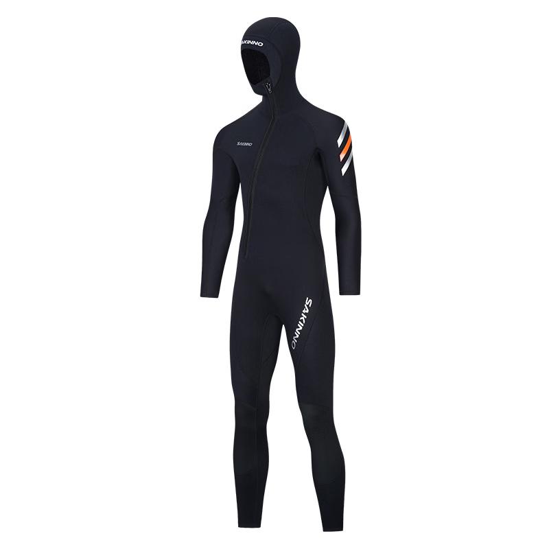 SAKINNO Men s Warm Hooded One-Piece Wetsuit 4XL