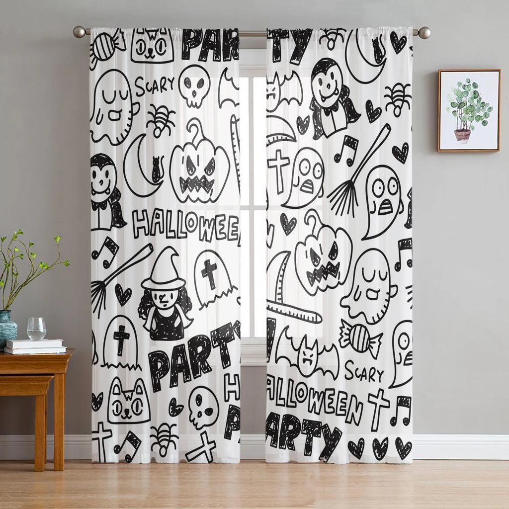 Afternoon Tea Cake Dessert White Curtain Living Room Home Kitchen Bedroom Window Decor Chiffon Tulle Voile Curtains With Light Filtering Polyester