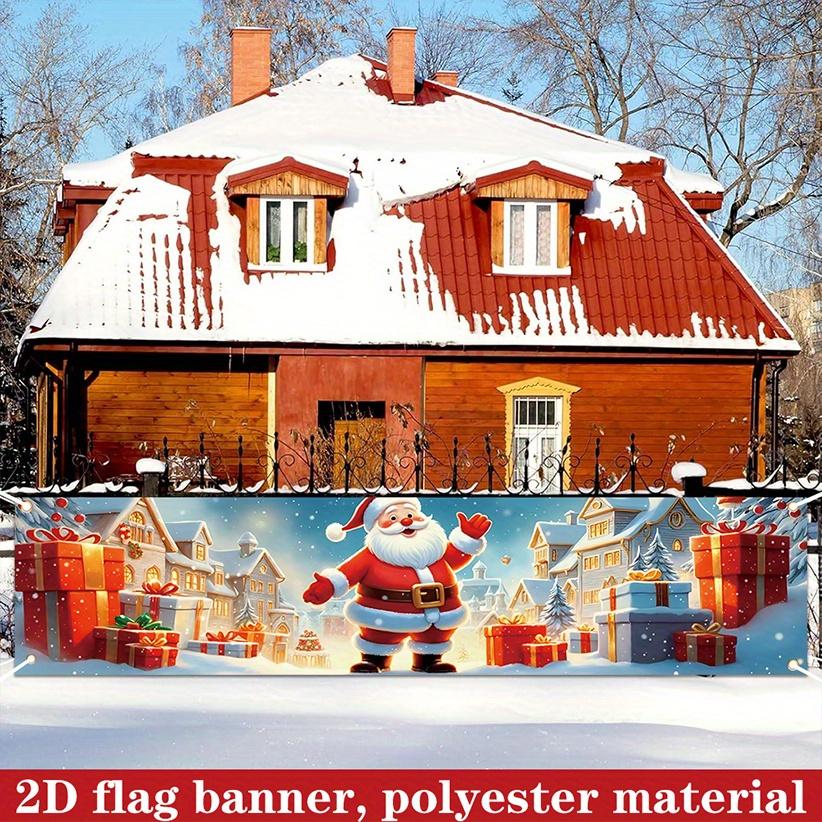 Christmas Santa Claus Yard Banner 78.7in, Outdoor Garden Fence Holiday Party Decor
