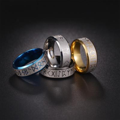 Nordic Viking 8mm Men's Titanium Steel Rune Ring