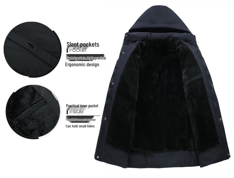 Men's Fleece-Lined Cotton-Padded Jacket: Warm Winter Coat for Middle-Aged and Elderly