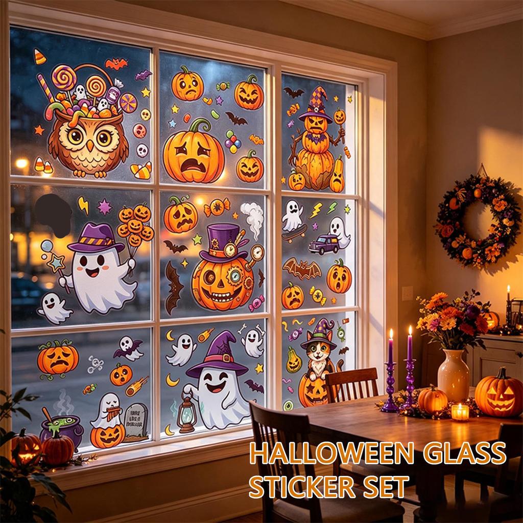 Halloween Glass Sticker Set for - 6 Pack Decorative Decals for Home and