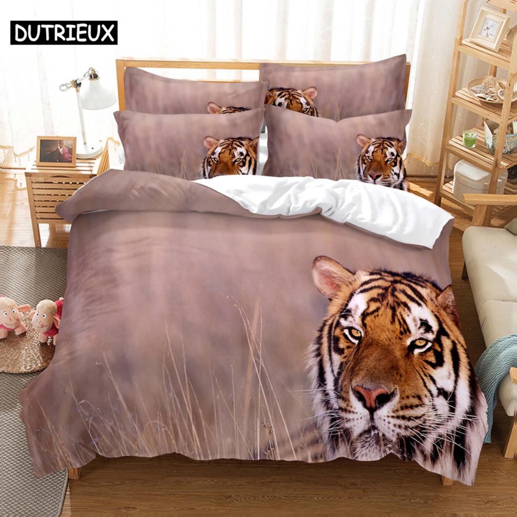 Tiger Duvet Cover Set King Size 230x260 Double Bed Single Queen Full Animal Quilt Case Linen 3D Pillowcase Twin Bedding Sets