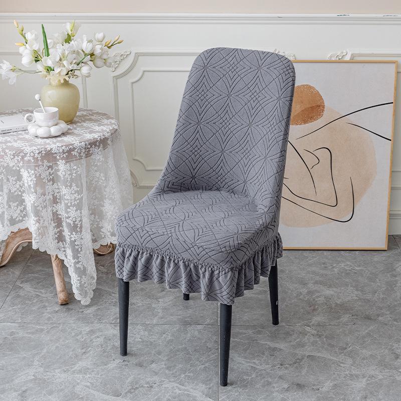 Thickened Fleece Chair Cover One-piece Chair Cover Elastic Dining Chair Covers Jacquard Seat Cover for Hotel Restaurant Home