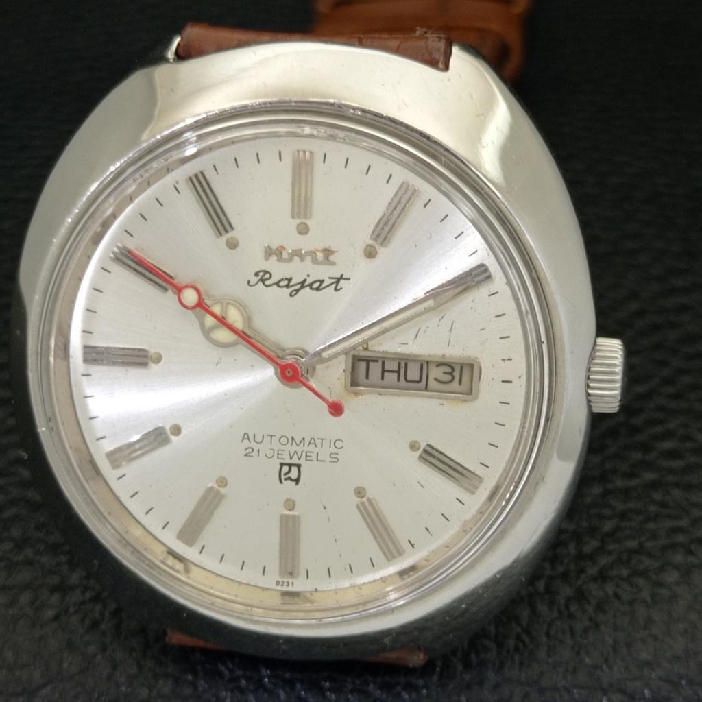 CEAS HMT RAJAT 6501 AUTOMAT INDIAN BĂRBAȚI ZIUA și DATĂ ARGINTU CANAN A432205-2 R110-a432205