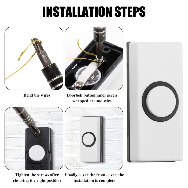 Door Bells Button Plastic Hard Wiring Press Button Doorbell Push Button with Screws Wall Mounted Doorbell Switches