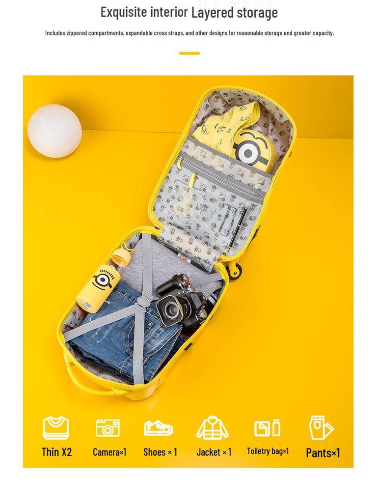 18" Kufřík Minion Cartoon na palubu - Tmavě modrý džínový pro děti i dospělé