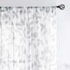 Elegant Grey Leaf Printed Curtains Suitable Living Room Daily Use Fresh Pole Type Translucent Gauze Set Of 2 Made Polyester Area Decor