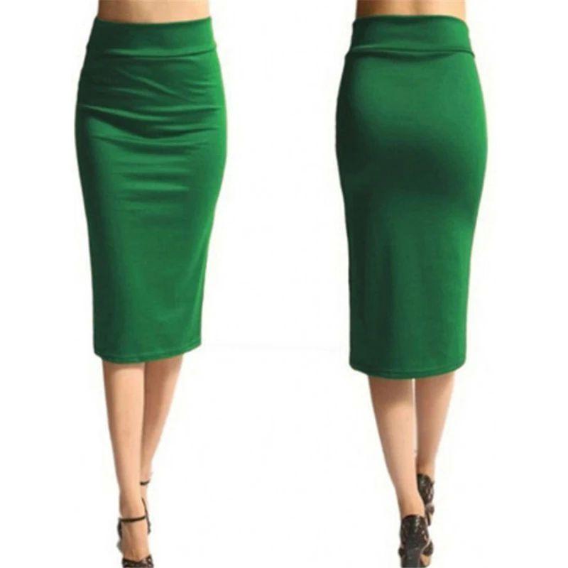 Solid Color Pencil Skirt with Hip Wrap Solid Color Sheath Pencil One-Step Skirt