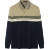 Men's Striped Long-Sleeve Polo Shirt with Non-Deforming Collar