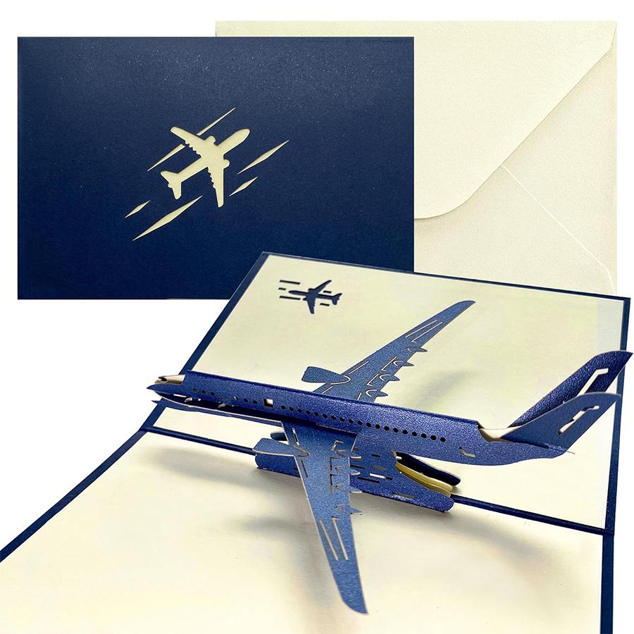 Surprise 3D Pop-Up Airplane Greeting Card Creative Birthday Graduation Travel Gift Aviation Enthusiasts Adventure Lovers JXB