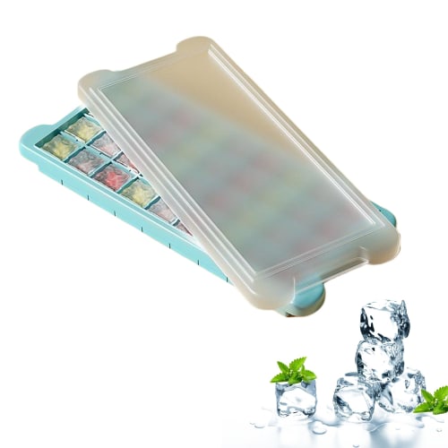 QEZEZA Silicone Ice Maker with Lid, Squeezable Ice Maker, Flexible, Easy Dispensing, Dustproof, Large Capacity, DIY, Refrigerator/Freezer Storage, Hom