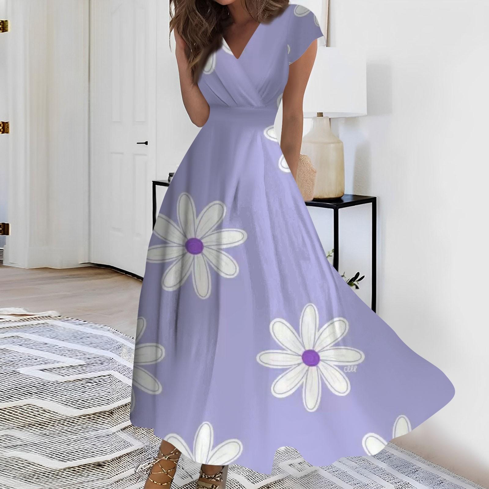 

Женское длинное повседневное платье. Летнее платье с короткими рукавами и v-образным вырезом на талии с принтом. XL