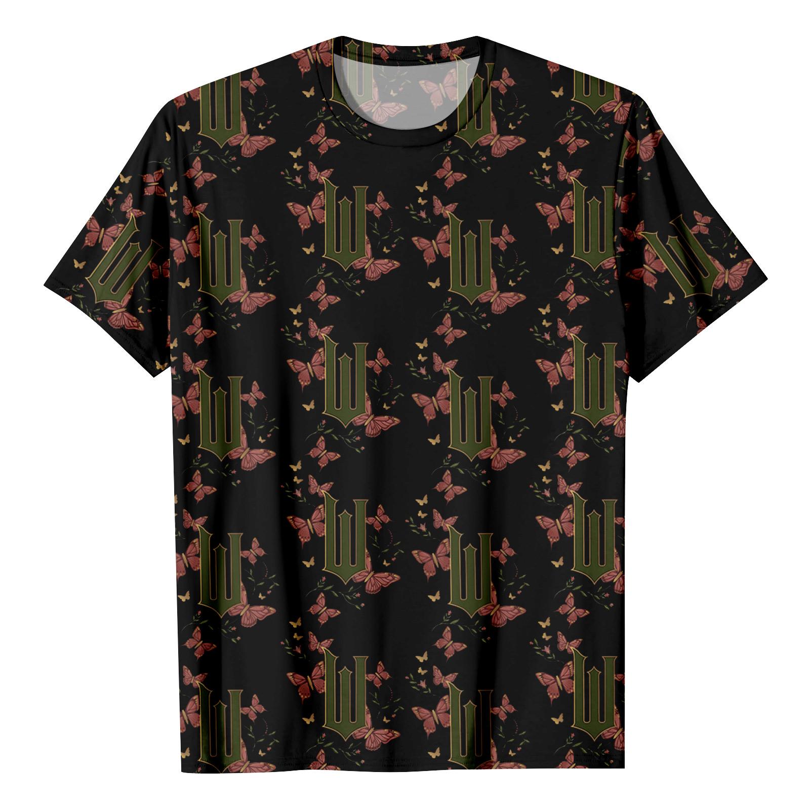 

Модная рабочая одежда с коротким рукавом и круглым вырезом, принтованные топы для женщин, летние топы M чёрный