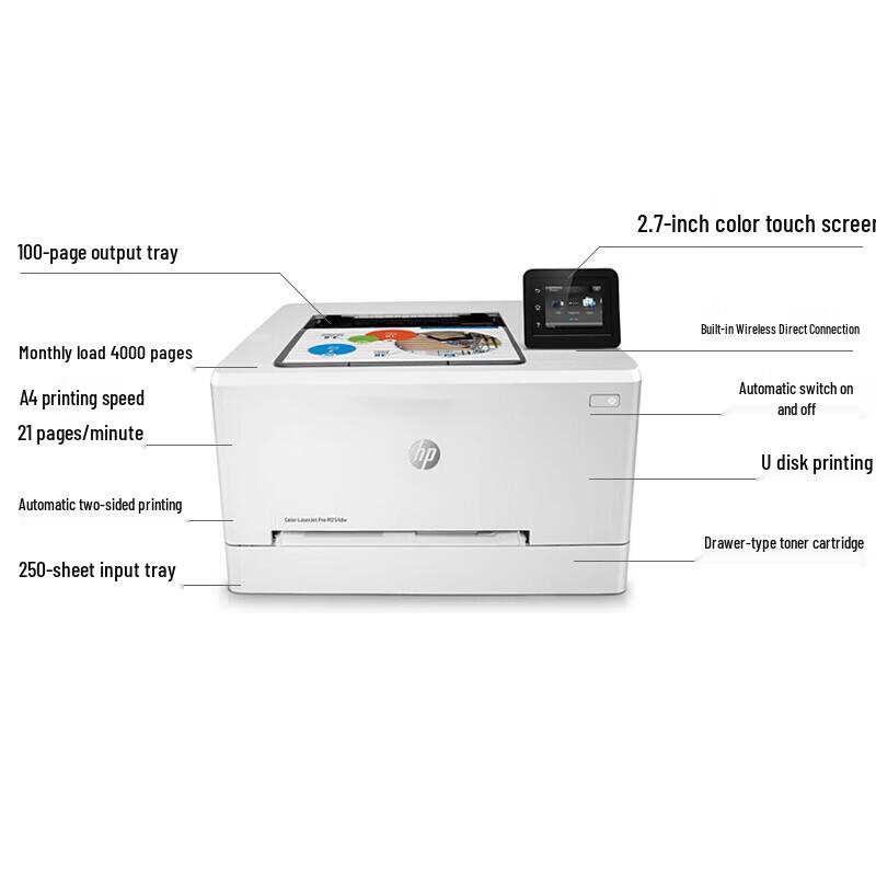 HP Color LaserJet Pro M254dw A4 Color Laser Printer CN Plug (adapter Included)