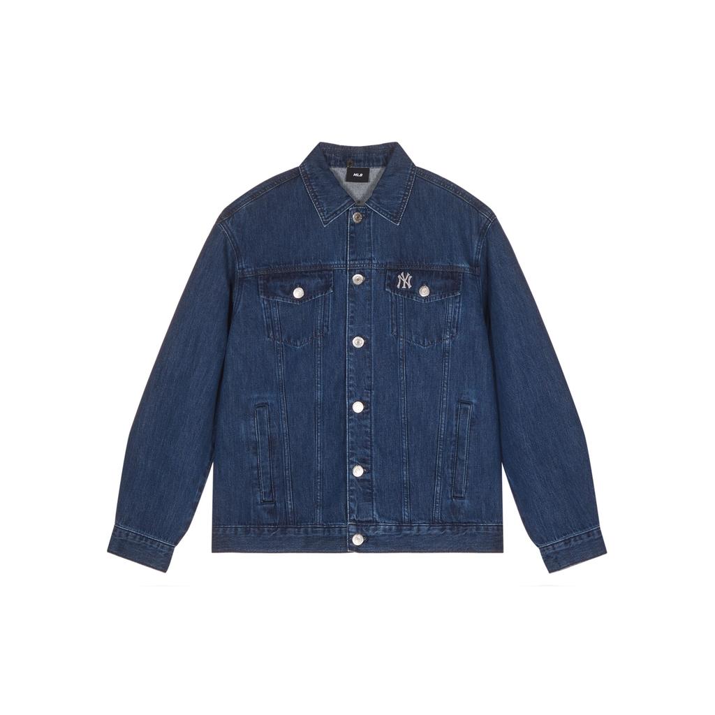 MLB SS24 New York Yankees Hooded Detachable Fashion Spring Autumn Denim Jacket Unisex Jacket Blue 3ADKB0741-50INS