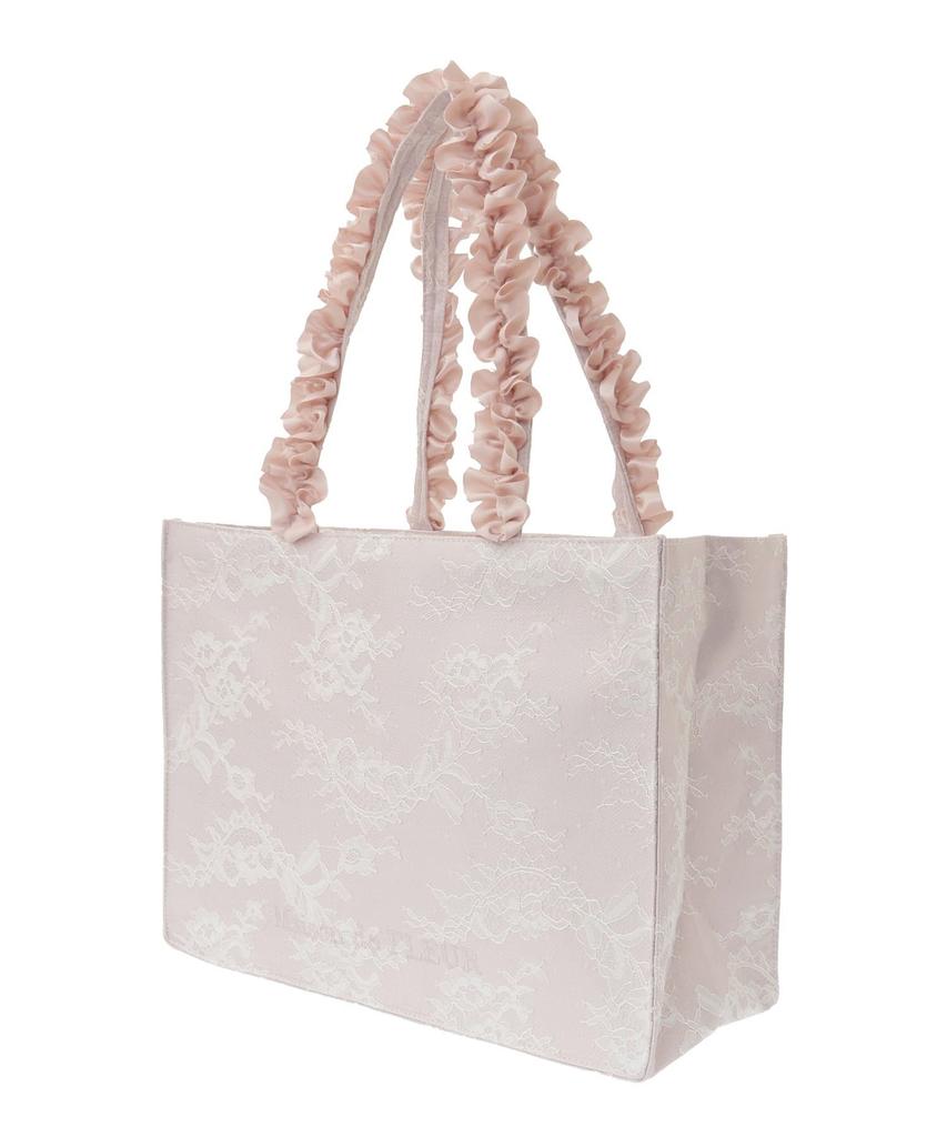 Maison De FLEUR Lace Frill Handle Square Tote Bag, Light Pink, Size F, 08000893600