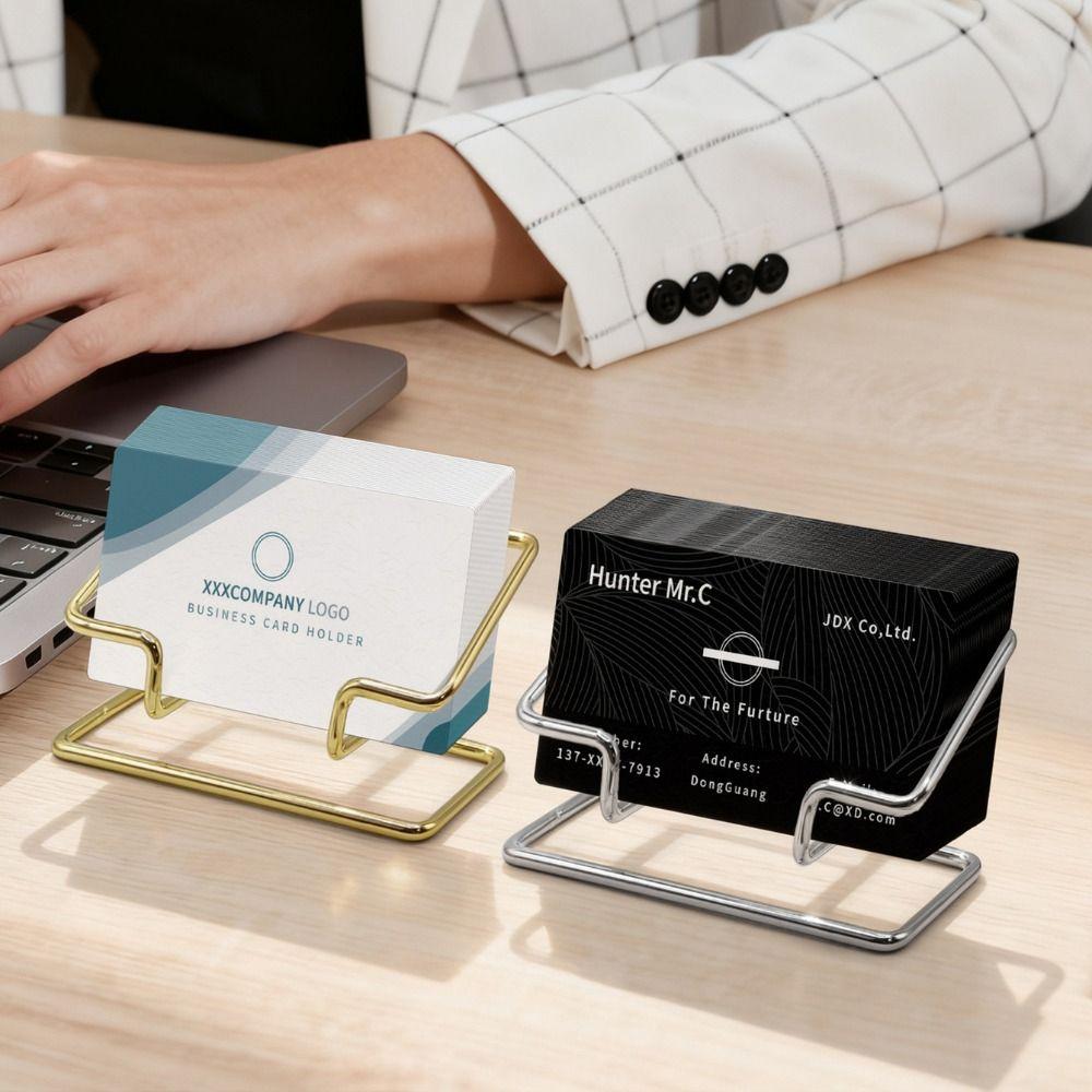Iron Business Card Holder Tabletop Metal Name Card Rack Portable Card Organizer  Hotel Reception