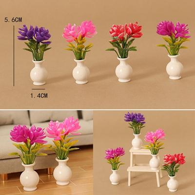 1.4*5.3~5.6cm Plastic Simulation Vase 1:12 Finished Flower  Miniature Dollhouse Decorations
