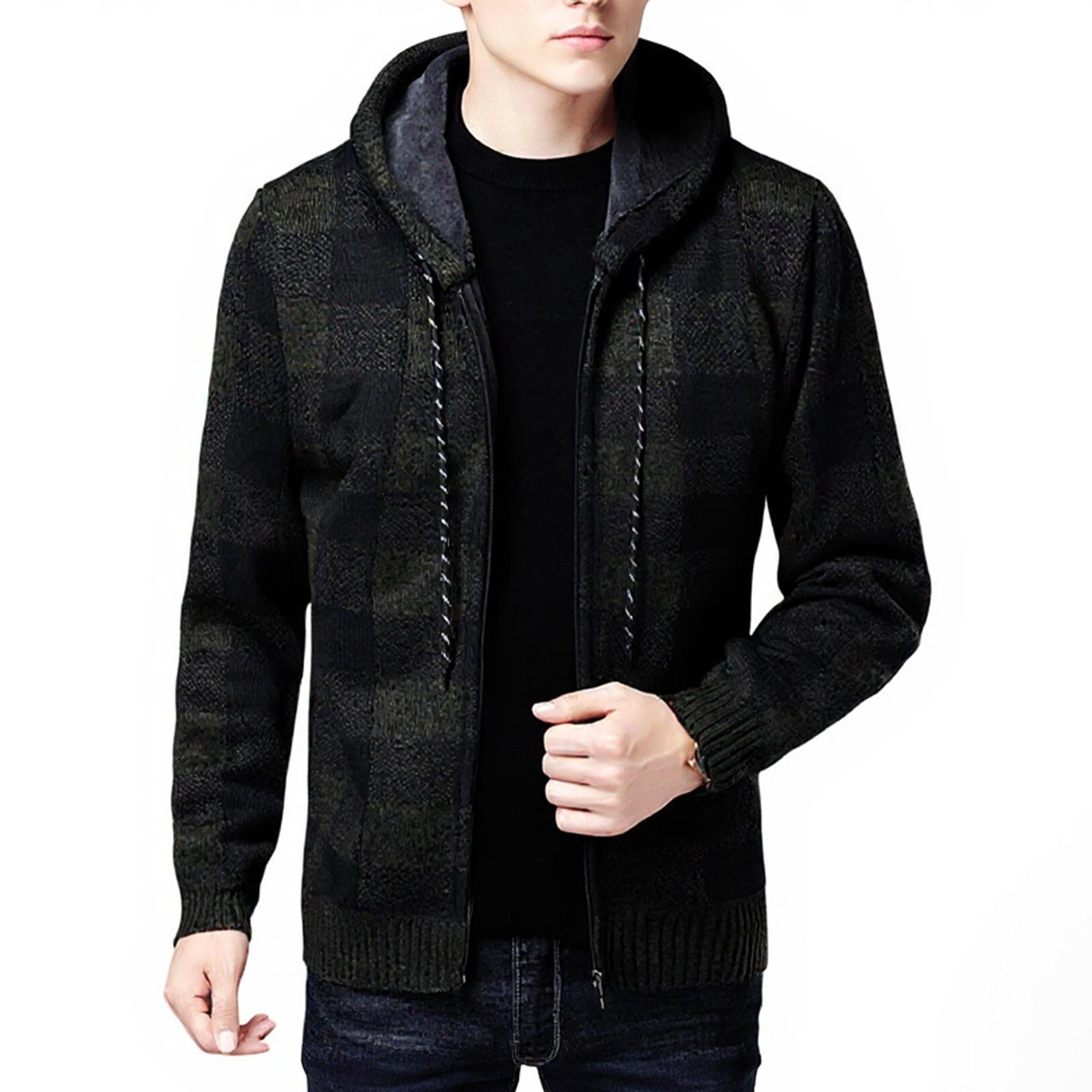 

Men s Loose Leisure Hooded Hood Knitting Coat L зелёный