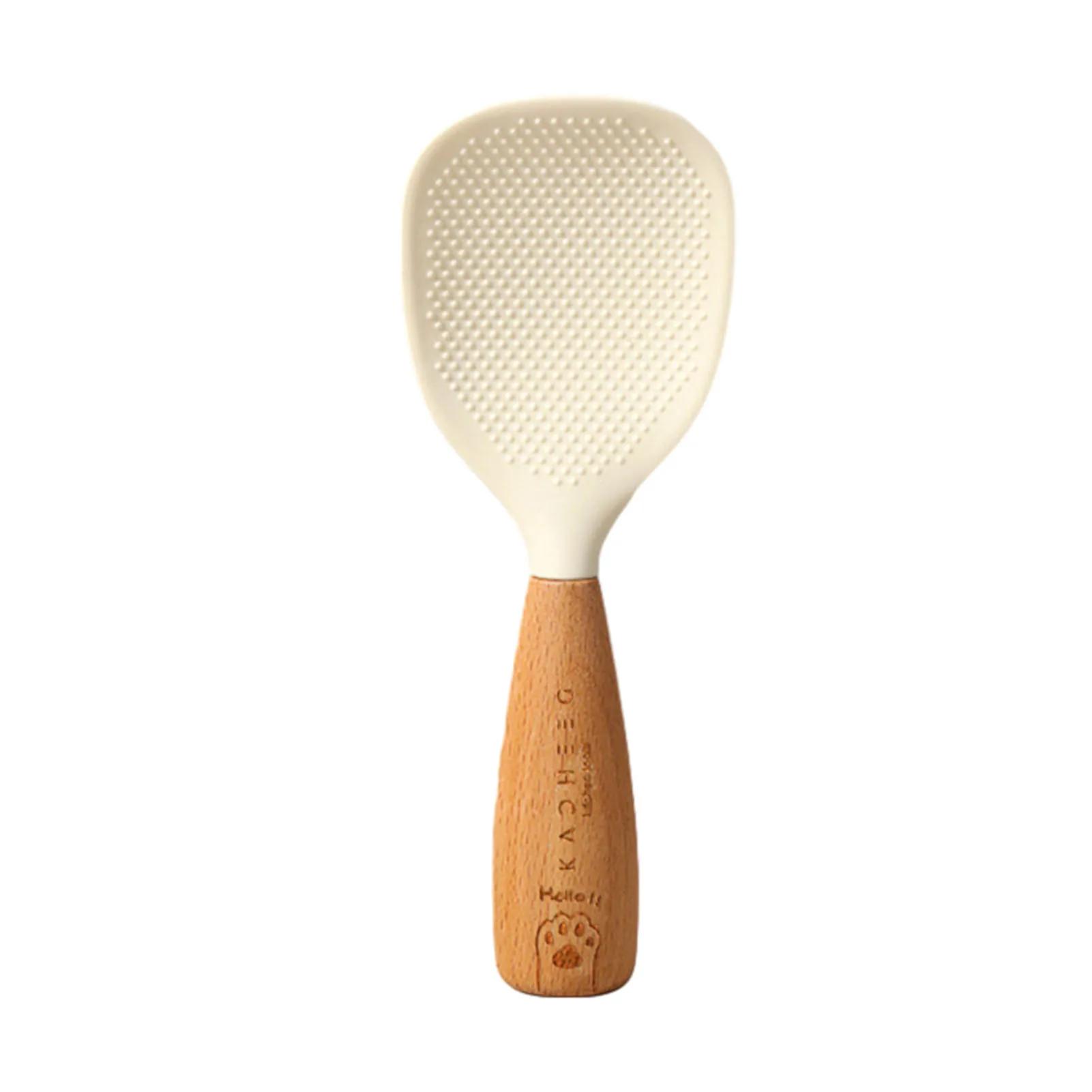 

Silicone Rice Spoon Non-stick Cooking Spoon Anti Scalding Paddle Shovel Spatula With Wooden Handle for Tableware Kitchen Gadgets