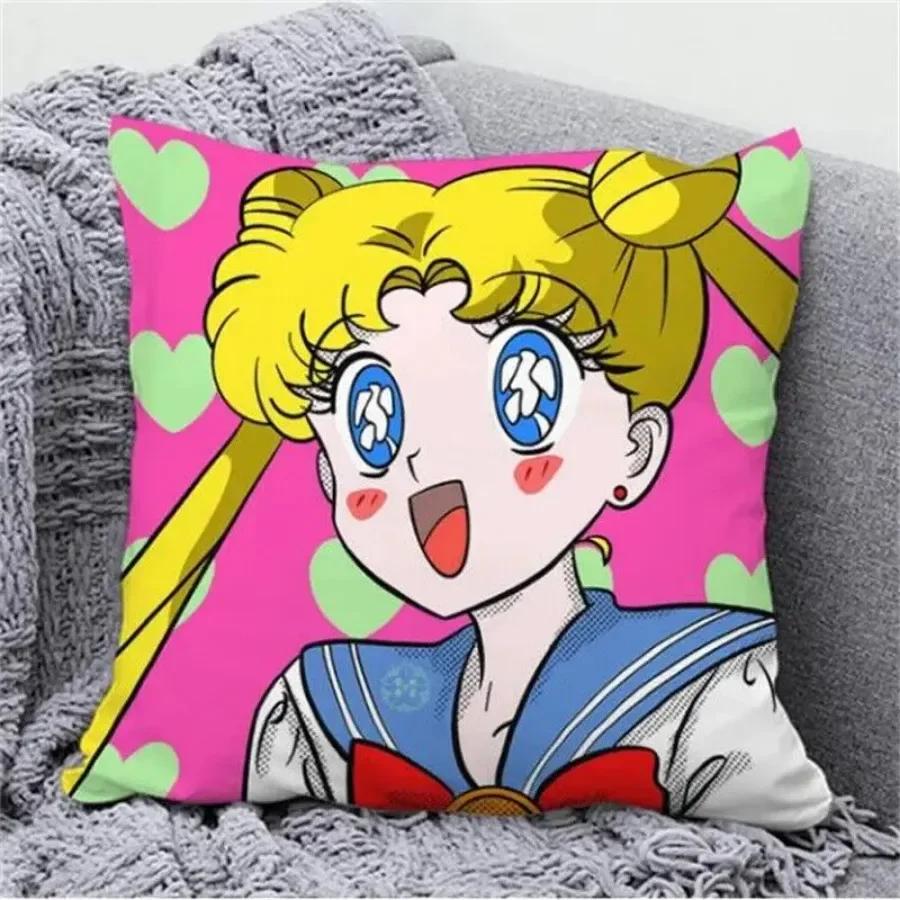 Anime Cartoon Sailor Moon Print Cushion Cover Sofa Home Decor Pillowcase