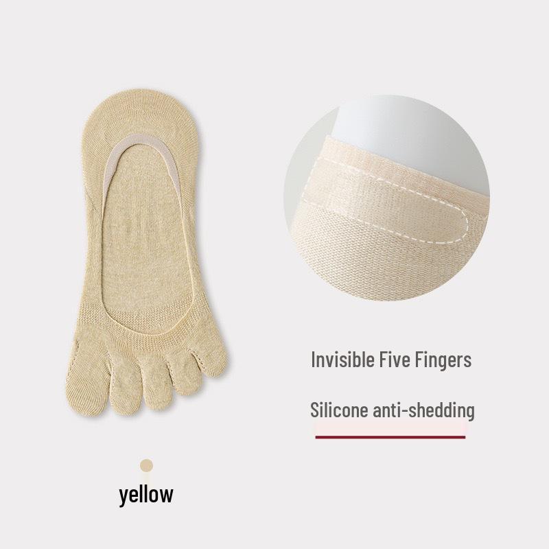Women's Summer Cotton Five-Toe No-Show Socks – Odor-Proof, Seamless, Heel-Grip, Low-Cut and Lightweight