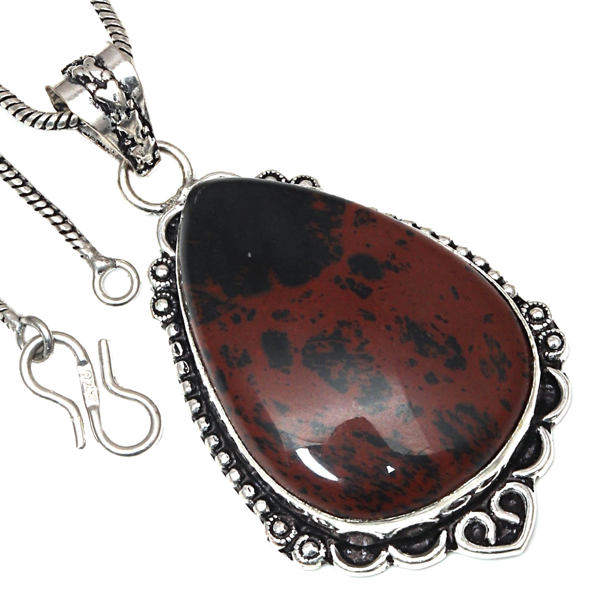 

Pendant Mahogany Obsidian Gemstone Valentine Day Gift Silver Jewelry 2