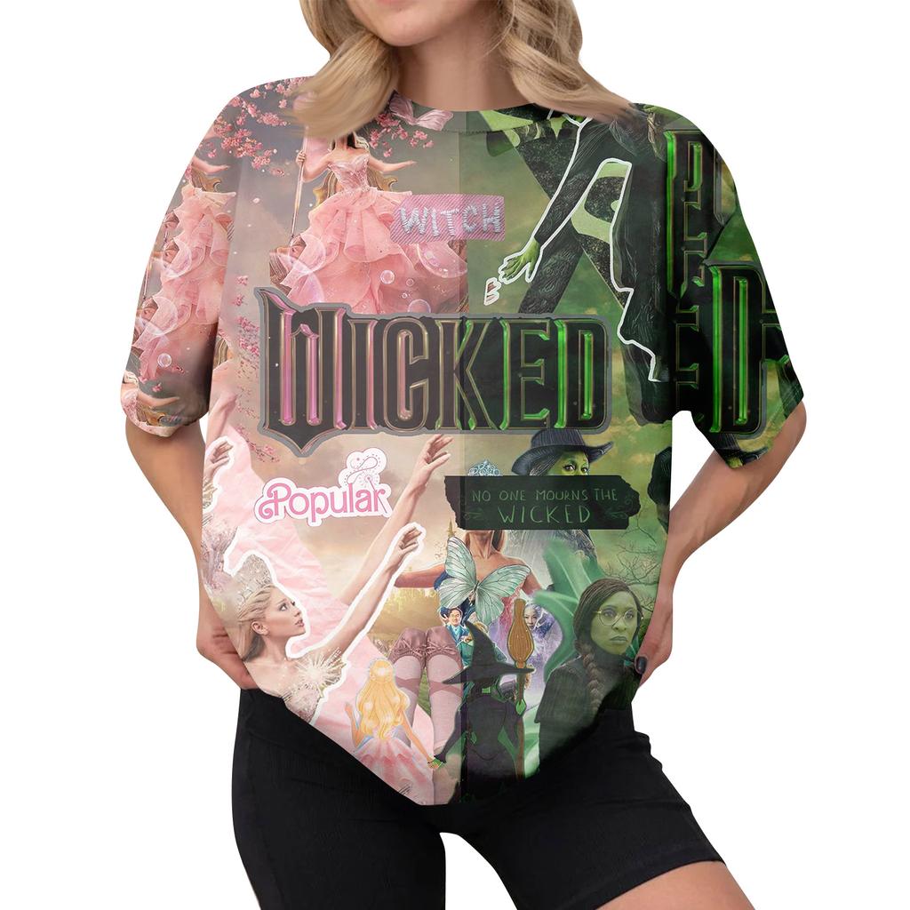 Women's Casual Printed T-shirt Round Neck Pullover Short Sleeve Top