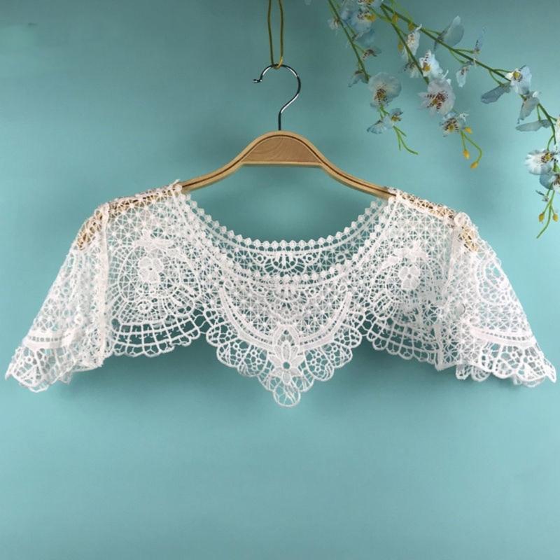 Women's Fashionable Lace Capelet with Embroidery Hollow out False Half Shirt Collar Neck for Special Occasion