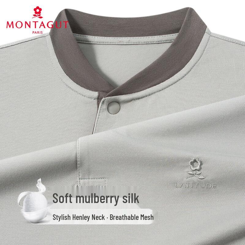 MONTAGUT Men s Silk Blend Henley Polo 48