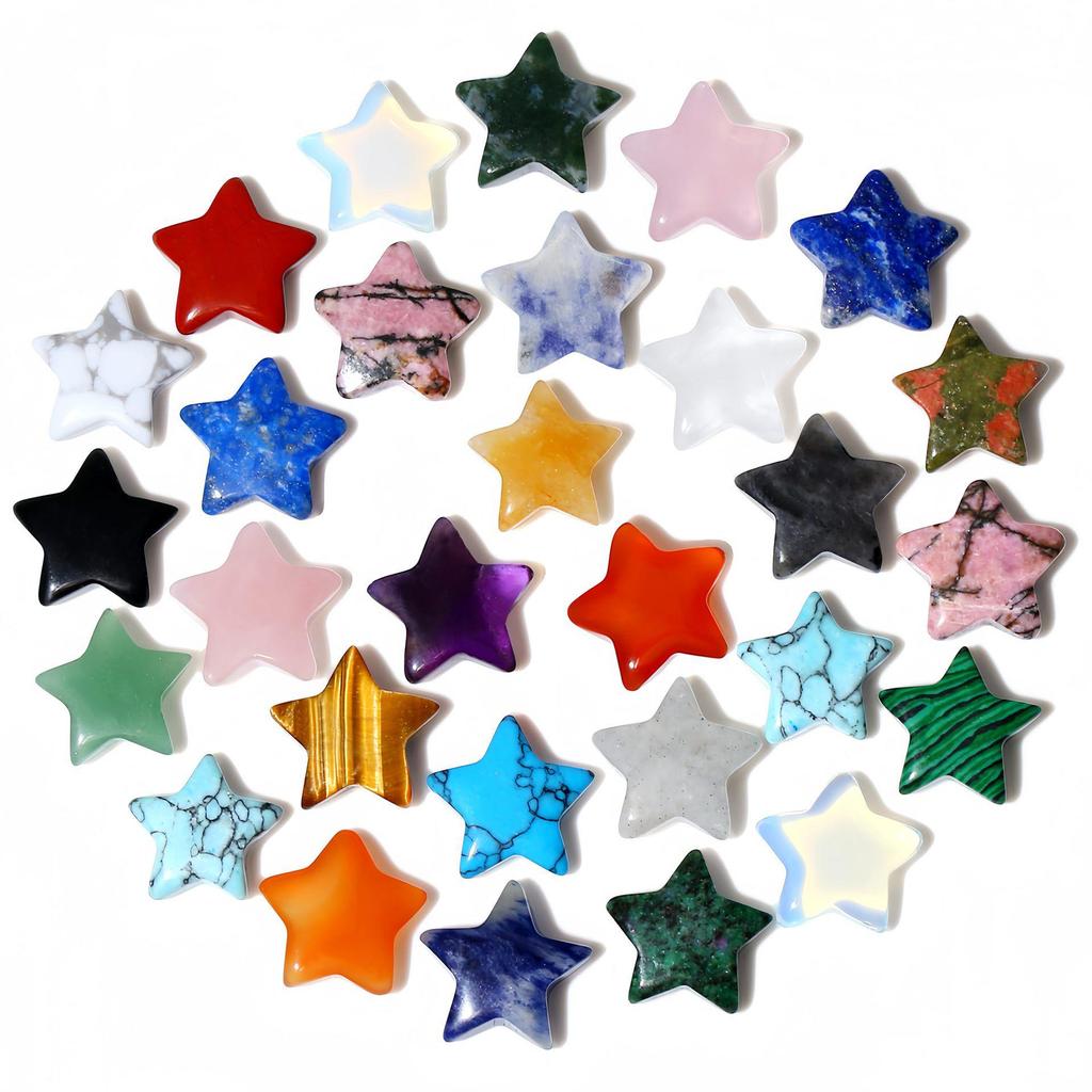Natural Stone Crystal Star Ornament - 20x20x6mm