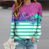 Tops For Women Christmas Lines Print Round Neck Long Sleeve T-shirt Fall Casual Slim Pullover Women's Long Sleeve Top