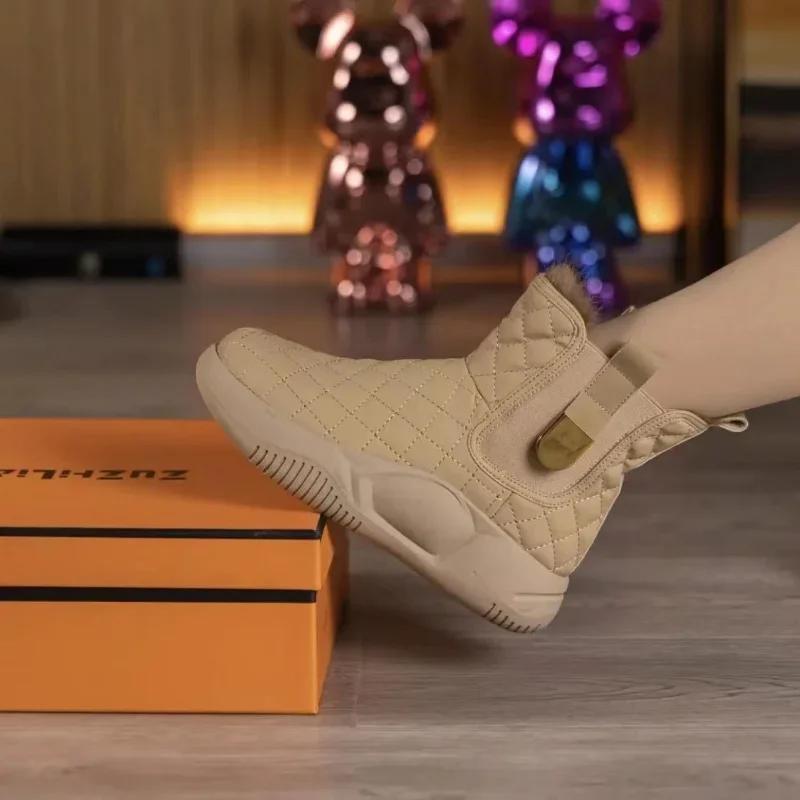 Fashion Women's Booties Snow Boots Plus Warm Comfrtable Ankle Shoes for Woman Plush Demi-season Comfortable and Elegant Sale Goth Pu Y2k