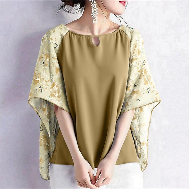 

ZANZEA Женская повседневная блузка свободного кроя с цветочным принтом и рукавами 3/4 5XL хаки