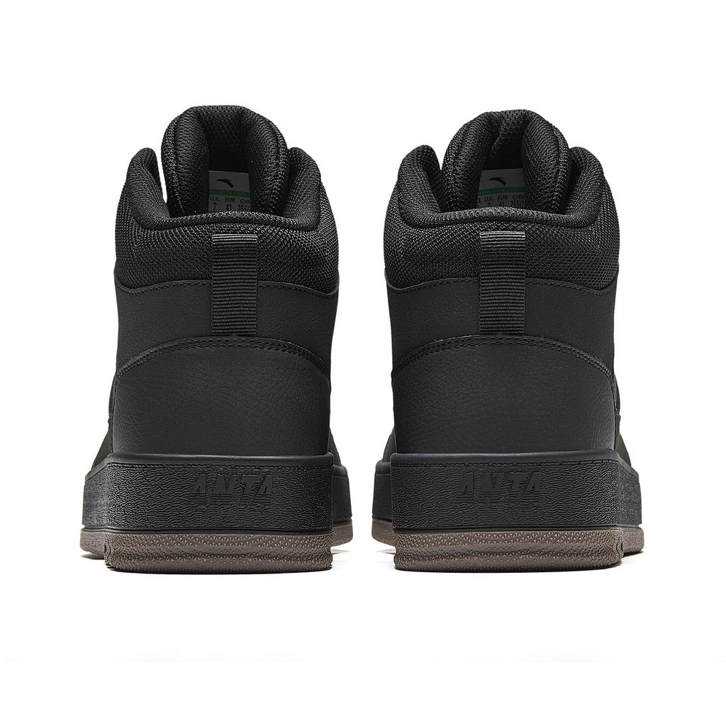 Anta Year One Synthetic Leather Casual Trend Sports Versatile Wear Resistant Lightweight High Top Skate Shoes Men Sneakers Black 912548083-3