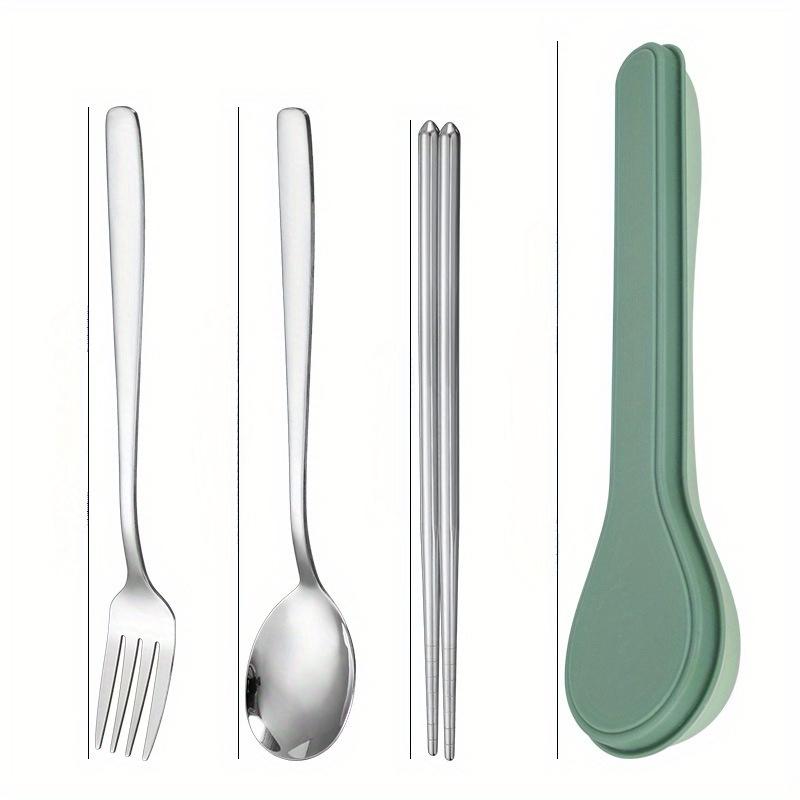 Korean Style Portable Flatware Set with Storage Case Polished Stainless Steel Cutlery Set for Home, School, and Kitchen Dinnerware Use