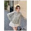 Autumn and Winter New Style Korean Design Bow Hollow Off-shoulder Letter Print Long-sleeved Off-shoulder Sweatshirt for Women